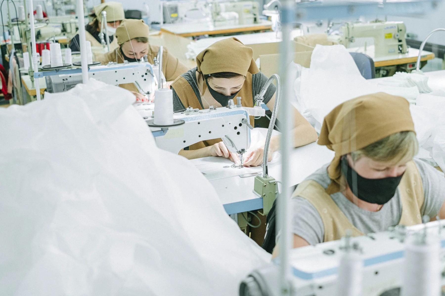 Industry reference photograph of a real textile production line